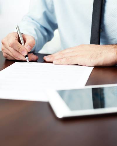 Attorney signing documents