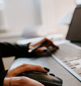 Woman working at a computer