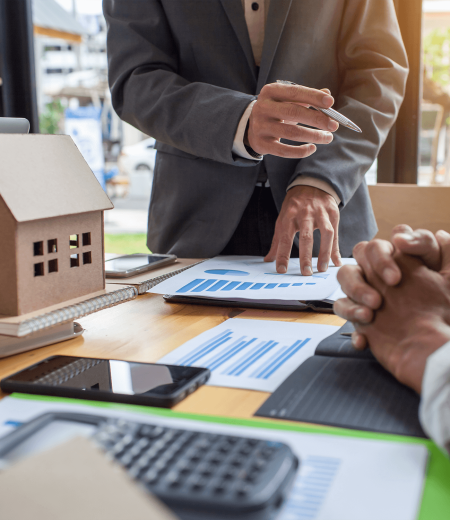 Business meeting of real estate broker,