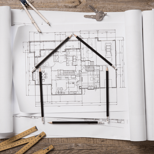The blueprints of a house