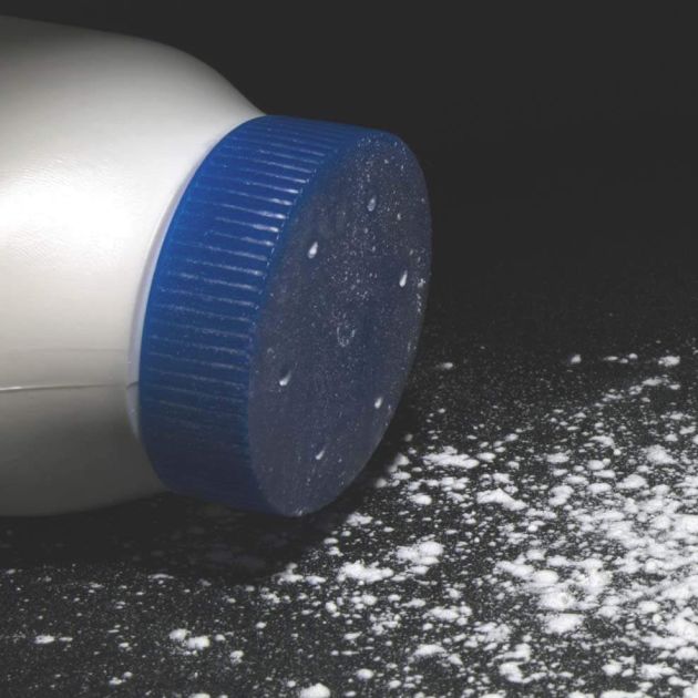 Spilled container of talcum powder