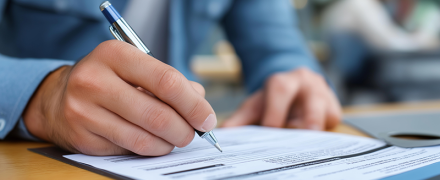 A man signing paperwork