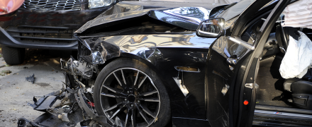 Car accident between two black vehicles