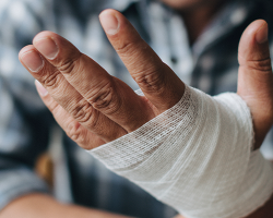 Man with A Gauze Bandage Wrapped Around His Hand