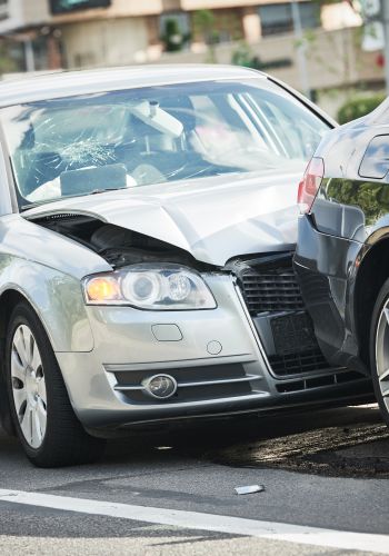 car crash accident on street. damaged automobiles By Kadmy