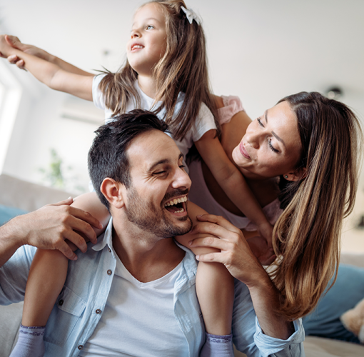 Happy family having fun time at home