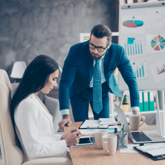 business people working through a problem