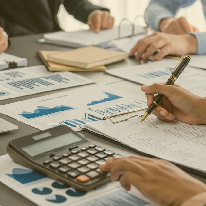 Auditor and accountant team working in office