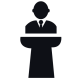 Man on a stand