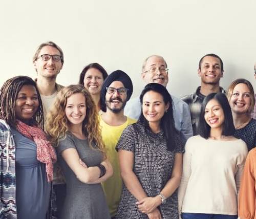 diverse group of people smiling