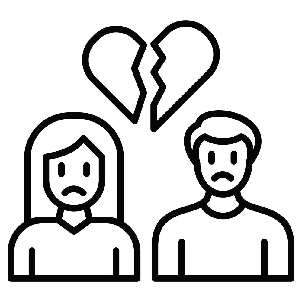 Icon of man women and broken heart