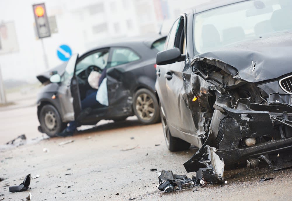 Two cars after a serious accident