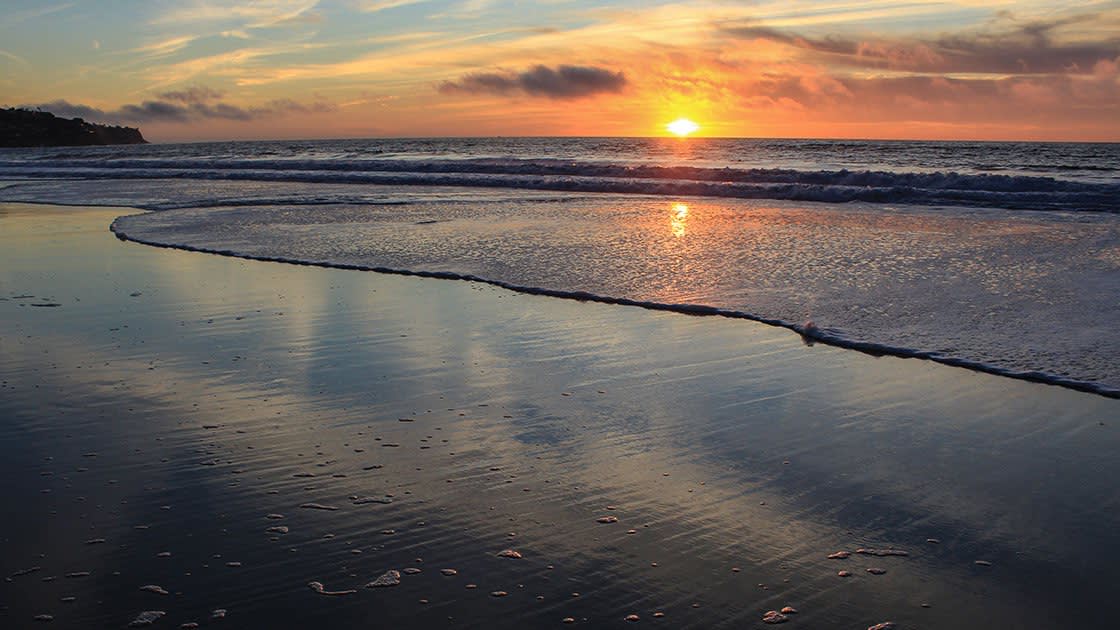 Beautiful southern California sunset on the beach