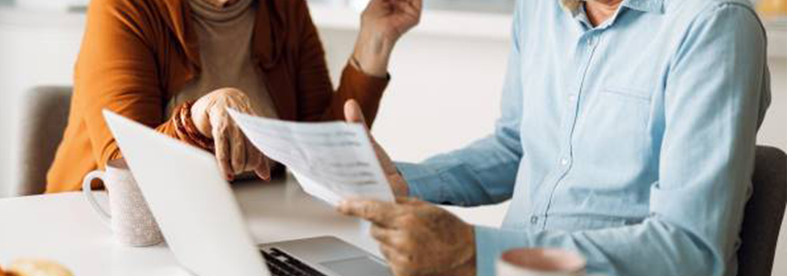 Couple looking at documents