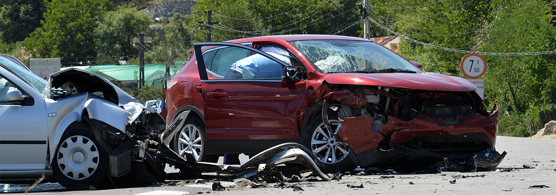 Crash where two cars are involved