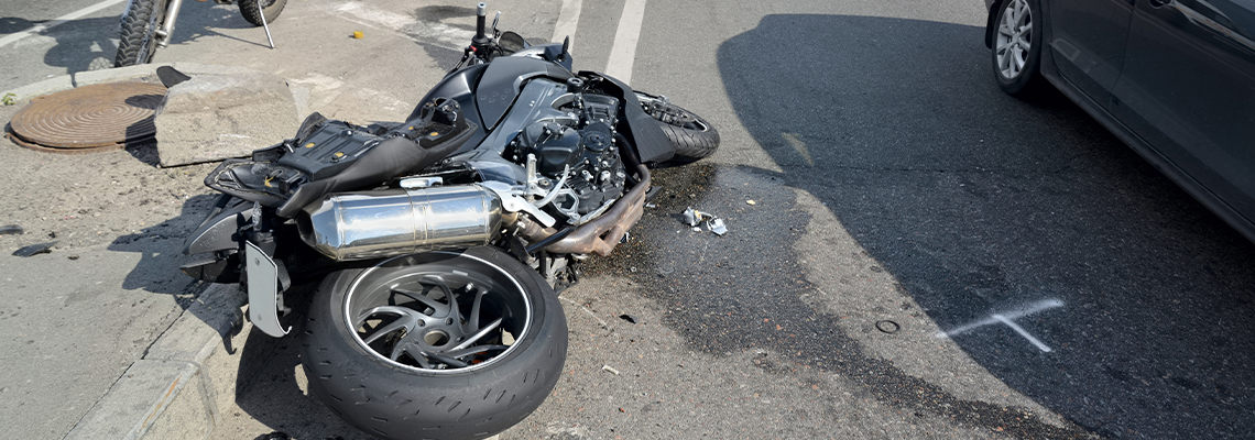 Motorcycle accident on the city road