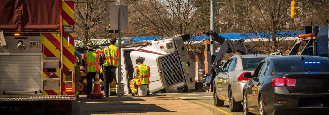 Truck Crash on a busy highway