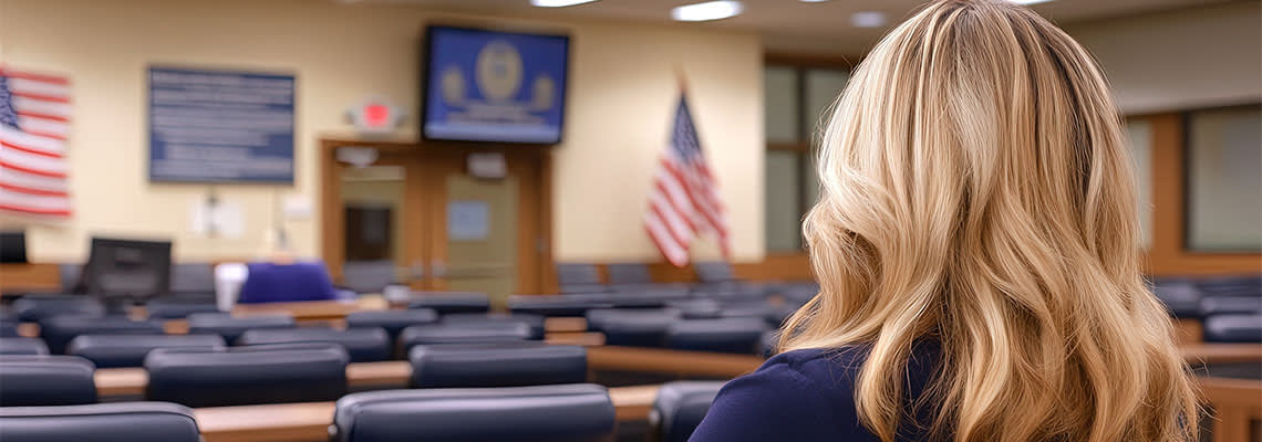 Women sitting at immigration court