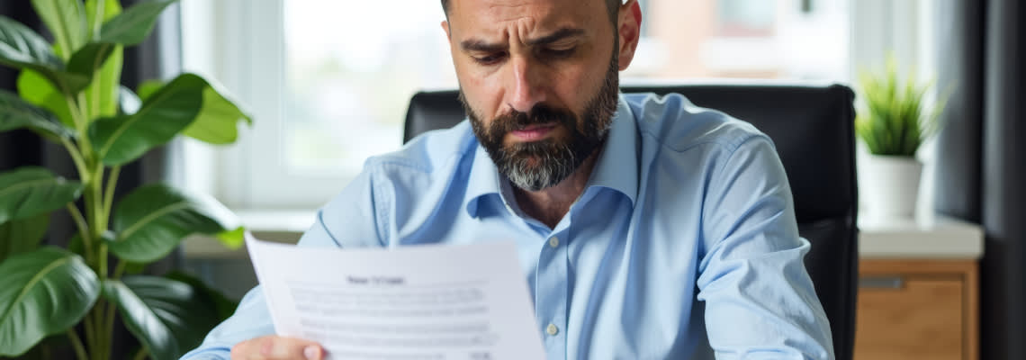 Man reading debt collection letter seriously