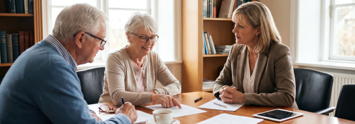Couples consulting with professional for estate planning