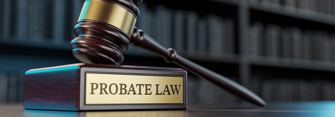Probate Law: Judge's Gavel as a symbol of legal system and wooden stand