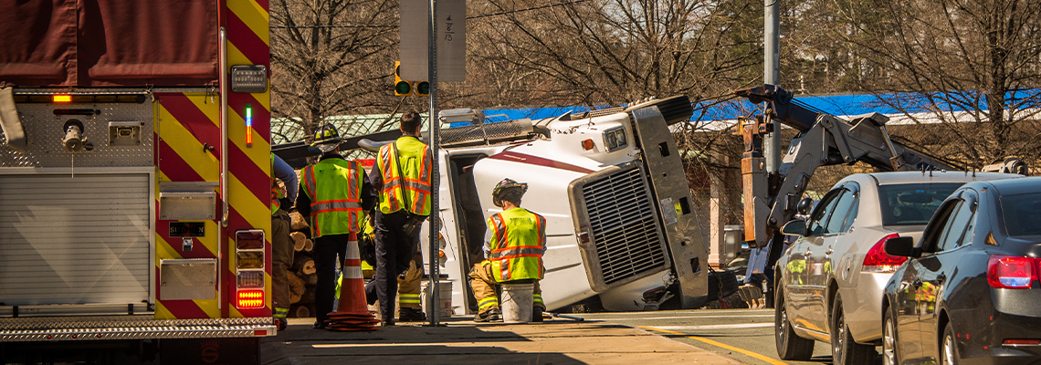 Logging Truck overturned in accident on highway