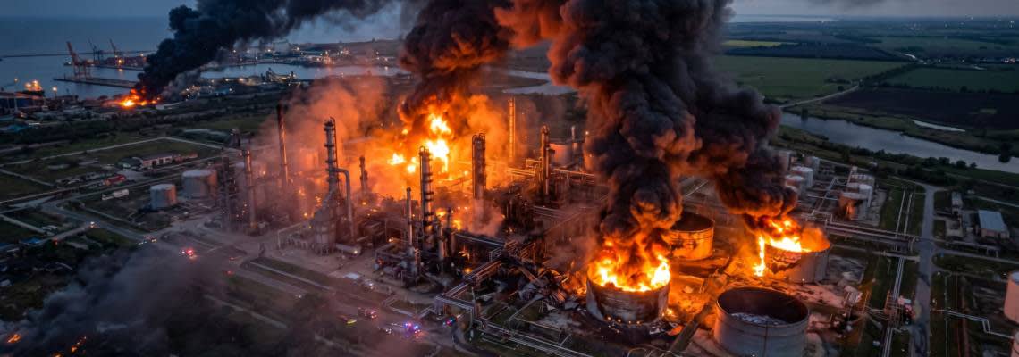 Fire in an oil refinery