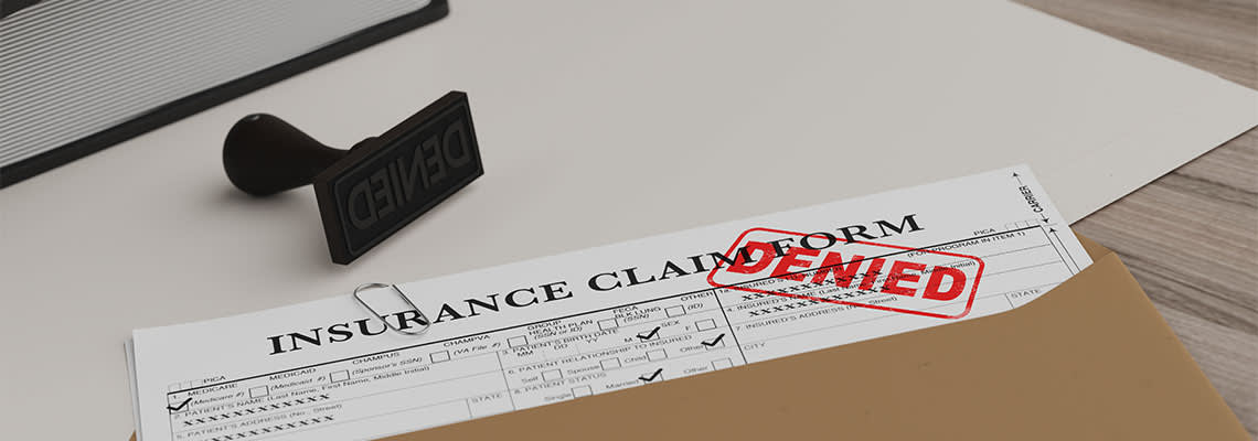 Denied stamp on Insurance claim form