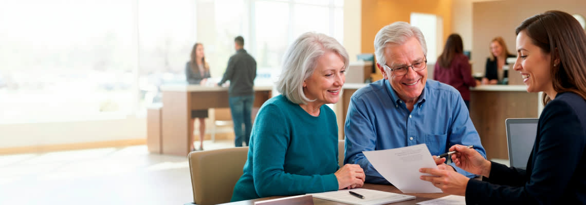 Couples consulting with professional for estate planning