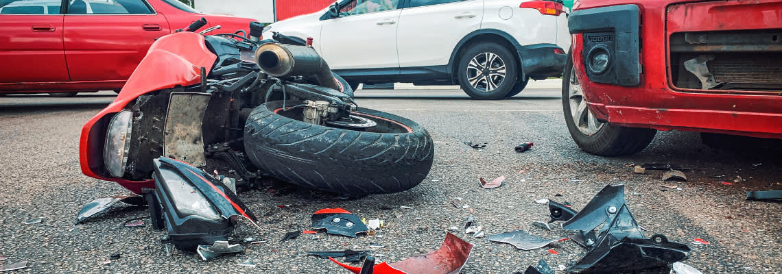 Motorcycle accident in highway
