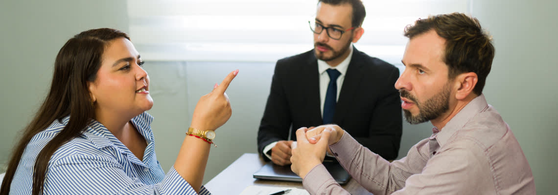Arguing couple during mediation process