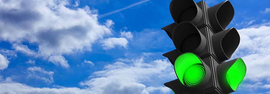 traffic light showing green