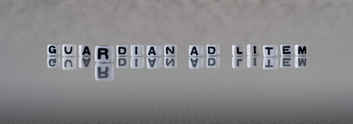Guardian ad litem word or concept represented by black and white letter cubes