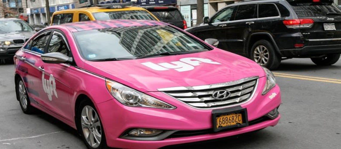 Pink Lyft branded car
