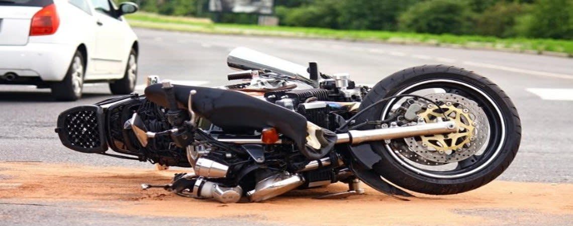 Crashed Motorcycle in the road