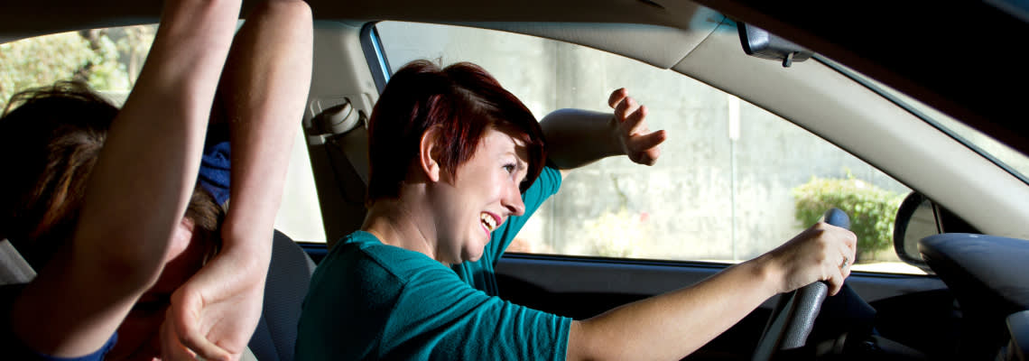 Driver and Passenger bracing for car accident