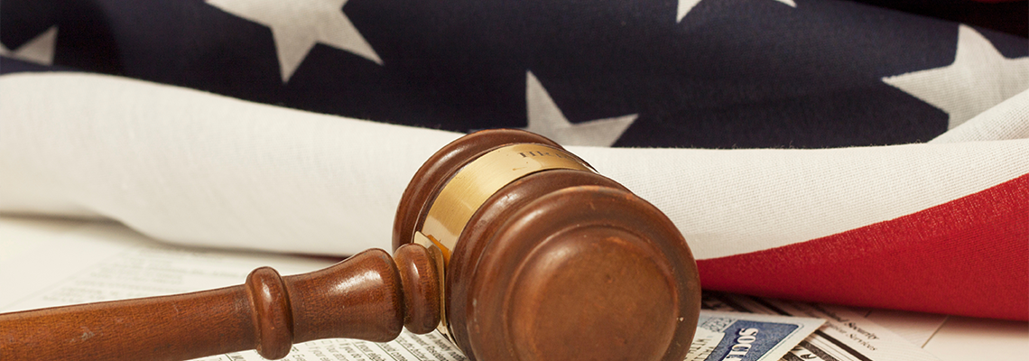 Gavel on Social Security and US flag