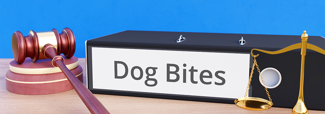 Dog Bites – Folder with labeling, gavel and libra – law, judgement