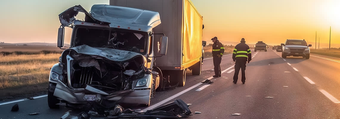 Crashed Truck on Highway
