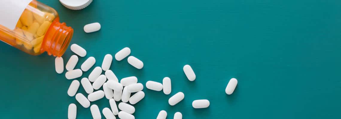Prescription pills spilled from bottle