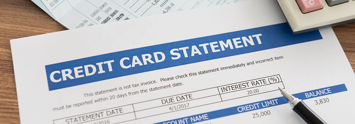 A Credit Card Statement Showing an Outstanding Balance
