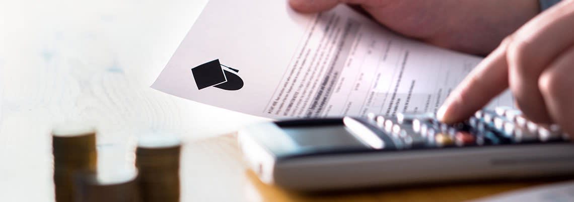 Person working on their student loan debts