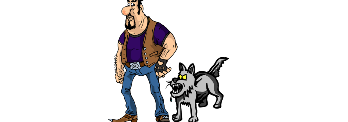 Rugged man with scary dog