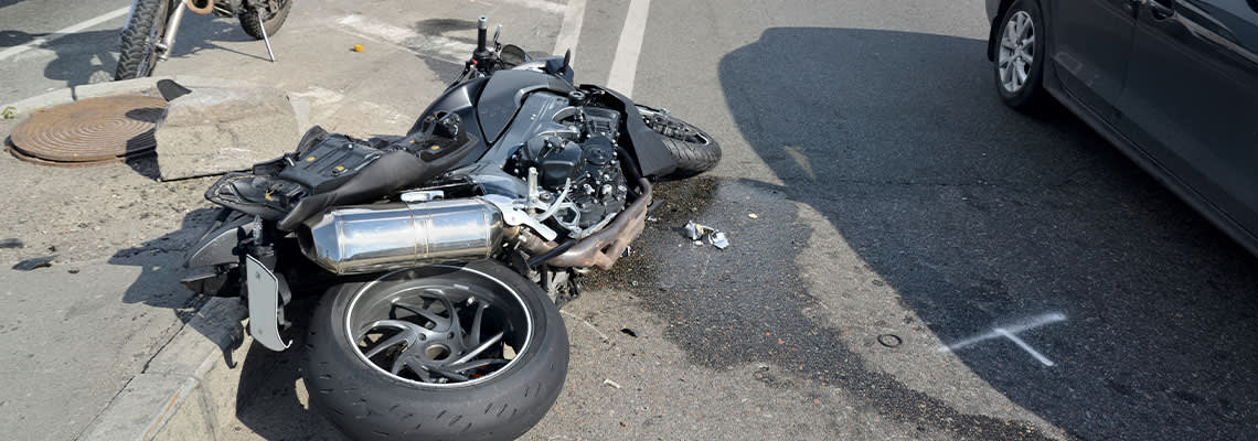 Motorcycle accident on the city road