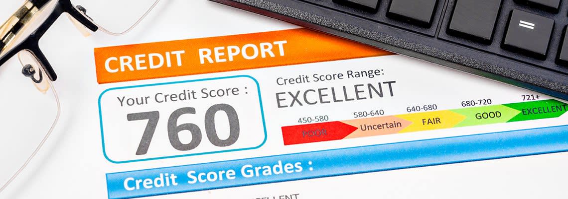Credit Report with a 760 score