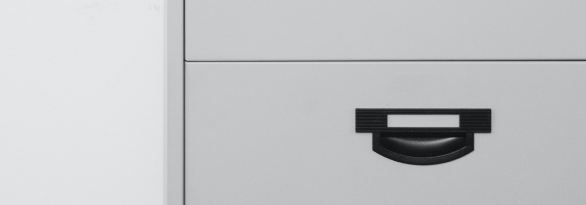 Close up of filing cabinet