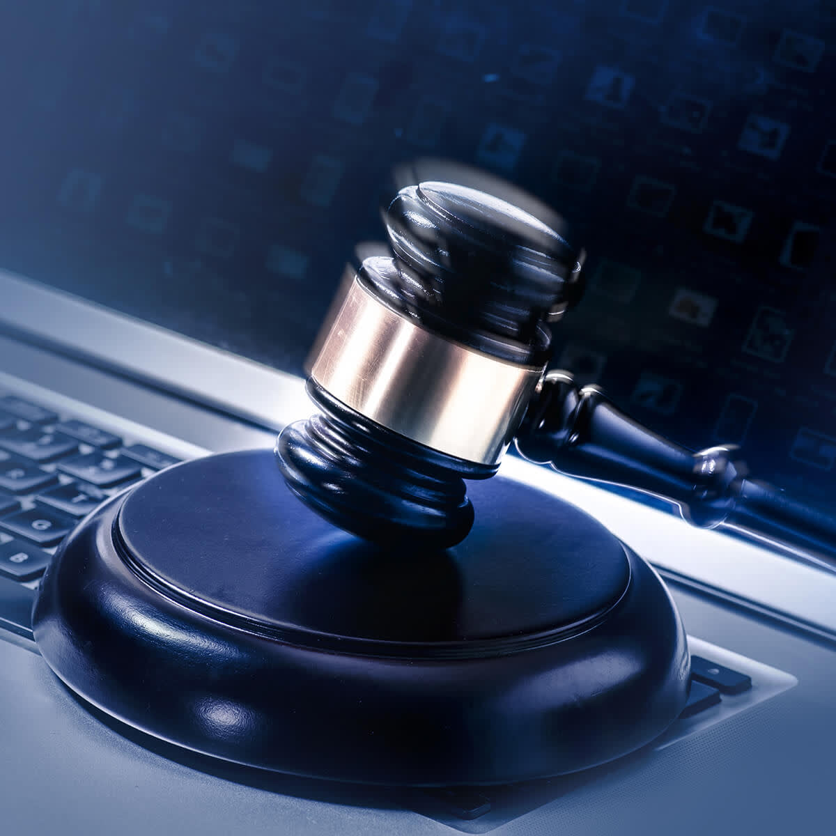 Gavel and computer