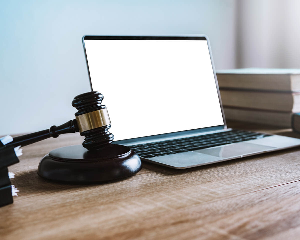 Gavel and computer