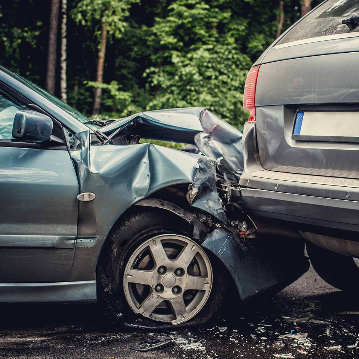 Car crashing into the rear-end of another car