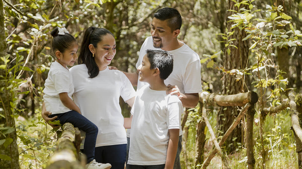 Family walking together in nature